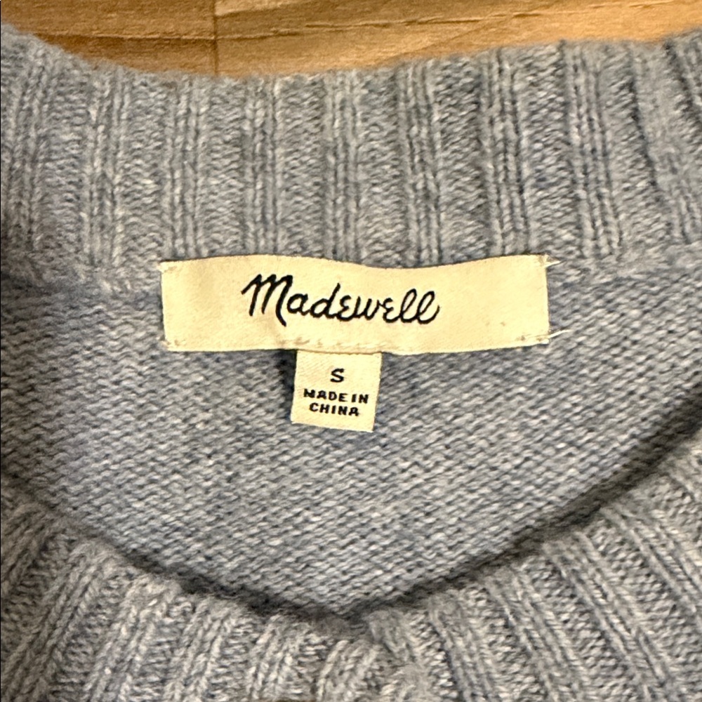 Madewell Clemence Cropped Cardigan Women’s Sz. S Cornflower Blue Wool Blend - Picture 2 of 8
